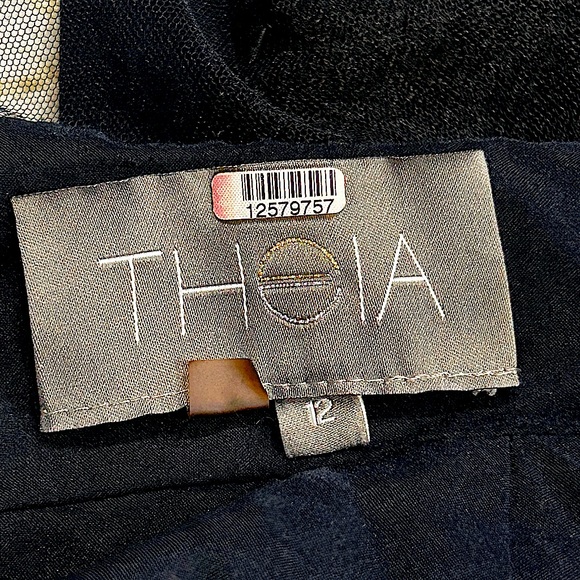 Theia Navy Maxi Dress With Embroidered/Mesh Top - Picture 7 of 9